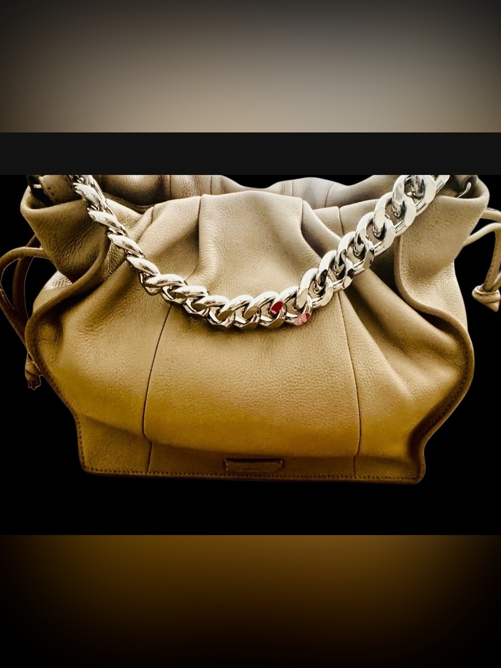Never carried .. Chic Tan Vince Camuto Leather Shoulder Bag with Chain Handles